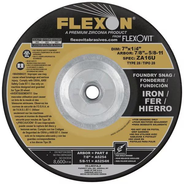 DEPRESSED CENTER GRINDING WHEEL, Flexovit, Mfr#: A5254H